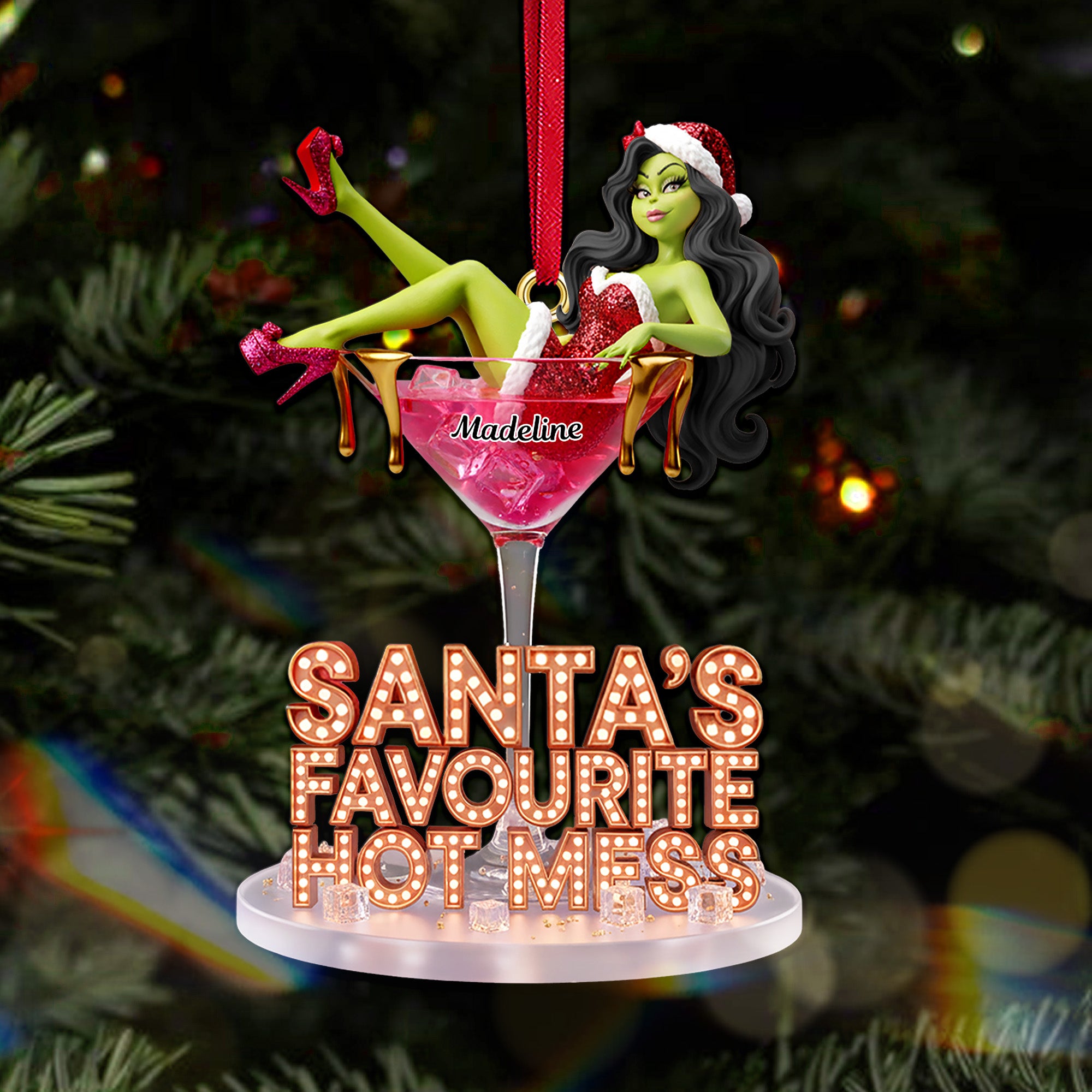 Christmas Cocktail Ornament – Funny Personalized Holiday Gifts For Her 01pamg251025-Homacus