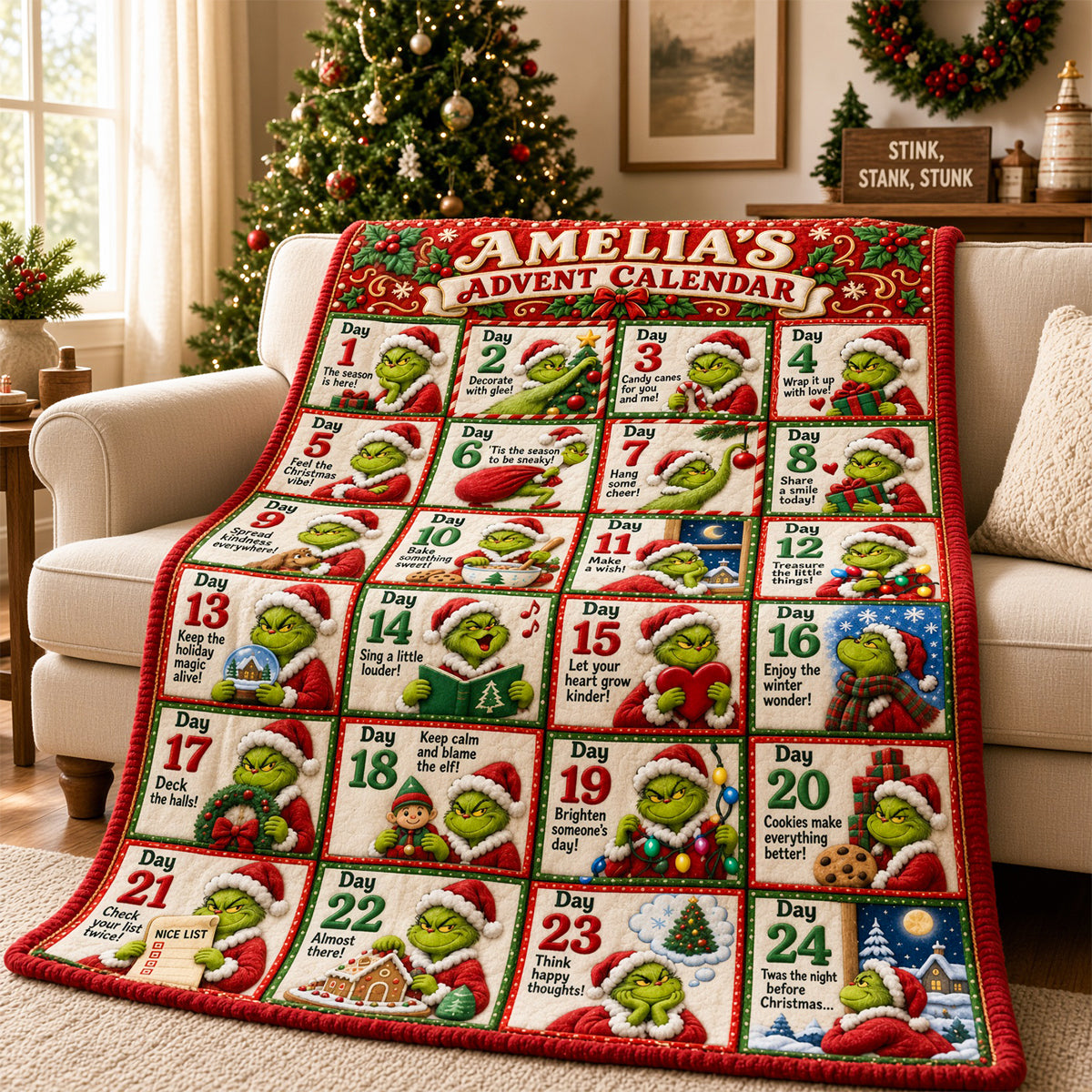 Funny Christmas Advent Calendar Blanket - Personalized Christmas Gifts 01padh121026-Homacus