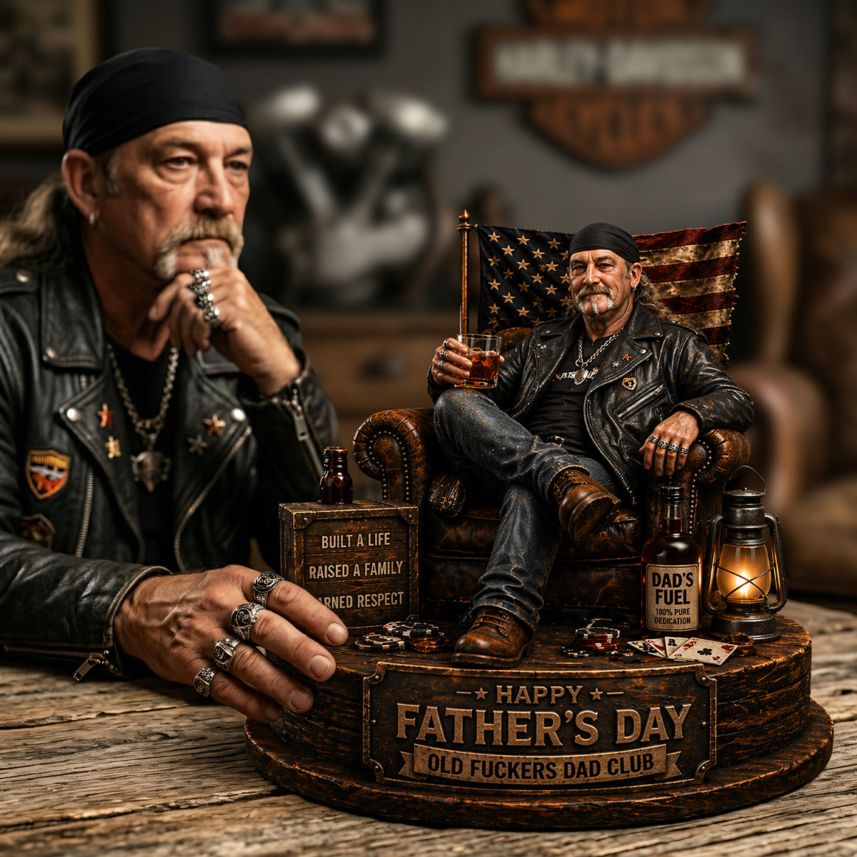 Old Biker Dad Acrylic Plaque Custom Photo Gifts For Dad 02TOTA240426-Homacus