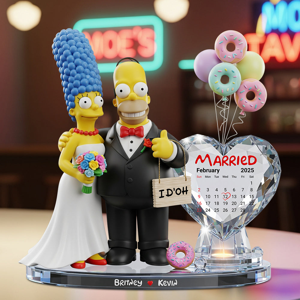 Yellow Cartoon Wedding Couple Plaque - Personalized Gifts For Couple 02nadt050625-Homacus