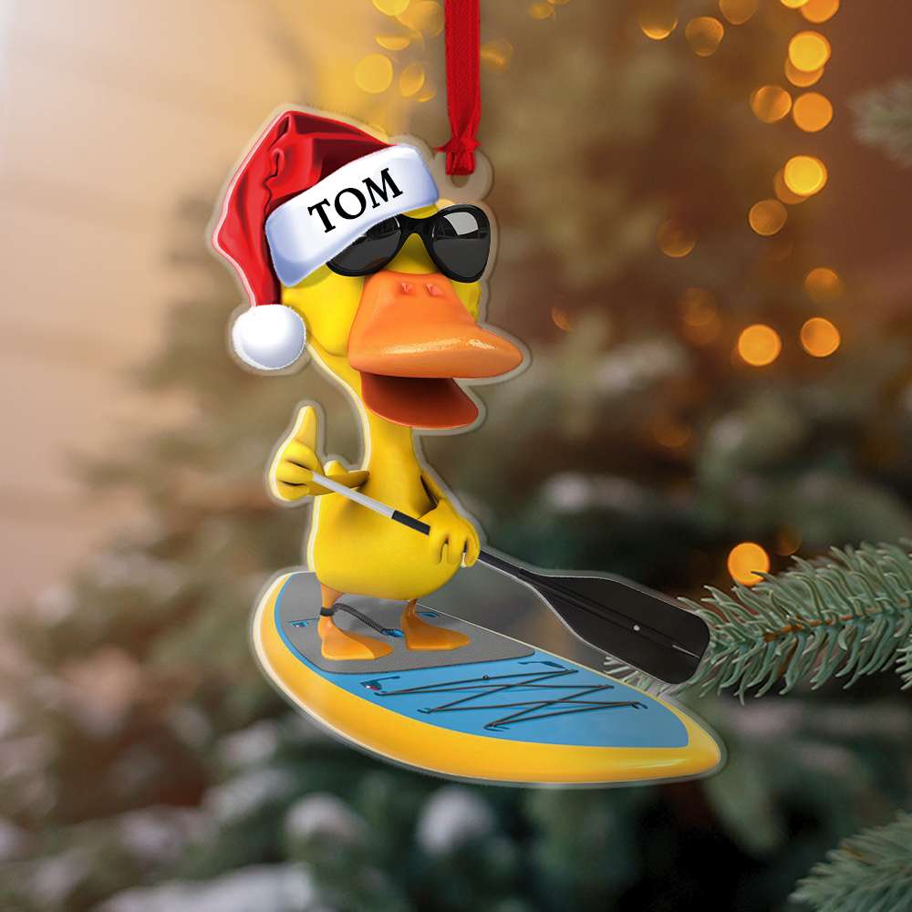 Paddle Boarding Duck, Christmas Gift-Personalized Acrylic Ornament-Homacus