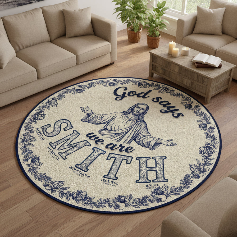 Custom Alphabet Letters Gifts For Christian Family Quilted Round Mat 02hytn141025-Homacus