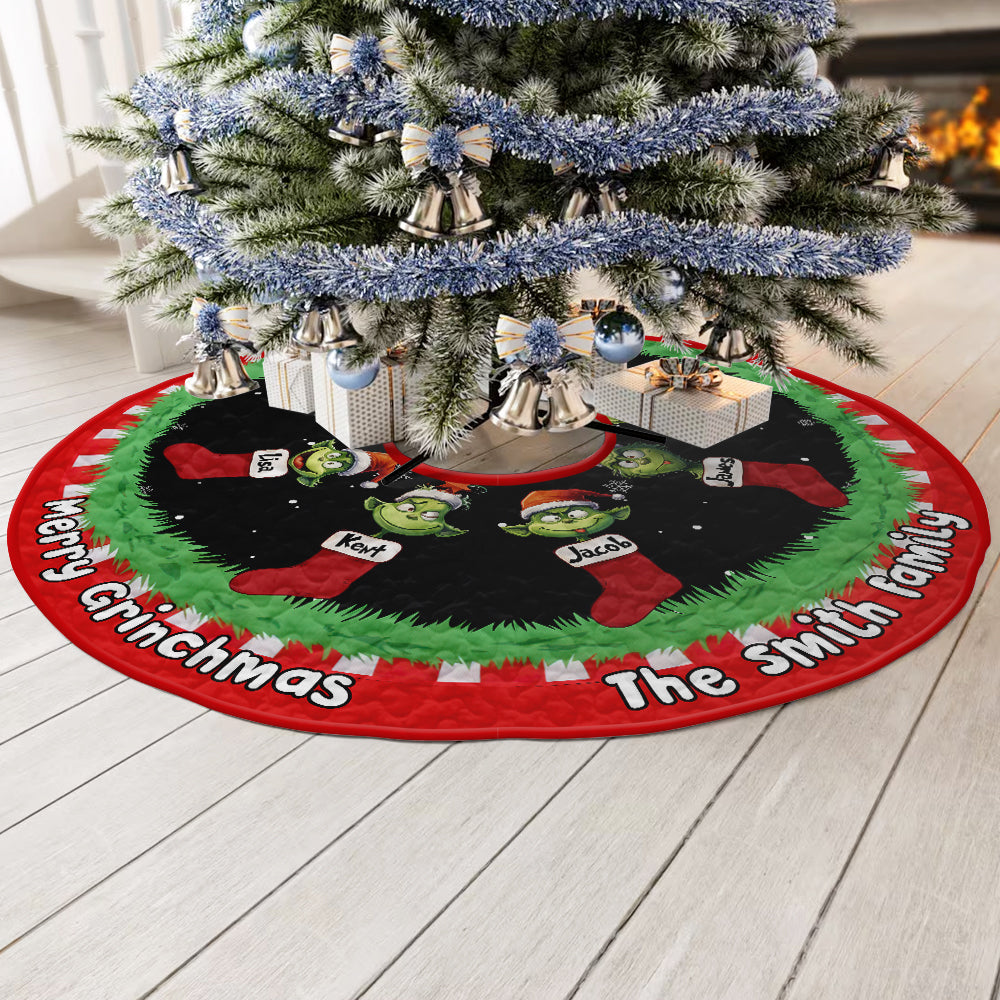 Personalized Green Monster Family Gifts Quilted Tree Skirt 01OHDT261124-Homacus