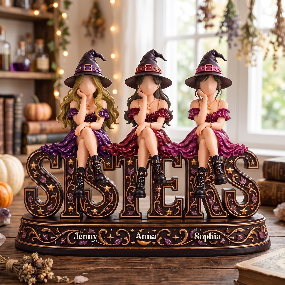 Witchy Sisters Forever Acrylic Plaque - Personalized Christmas Gift For Sisters 03NATN221026-Homacus