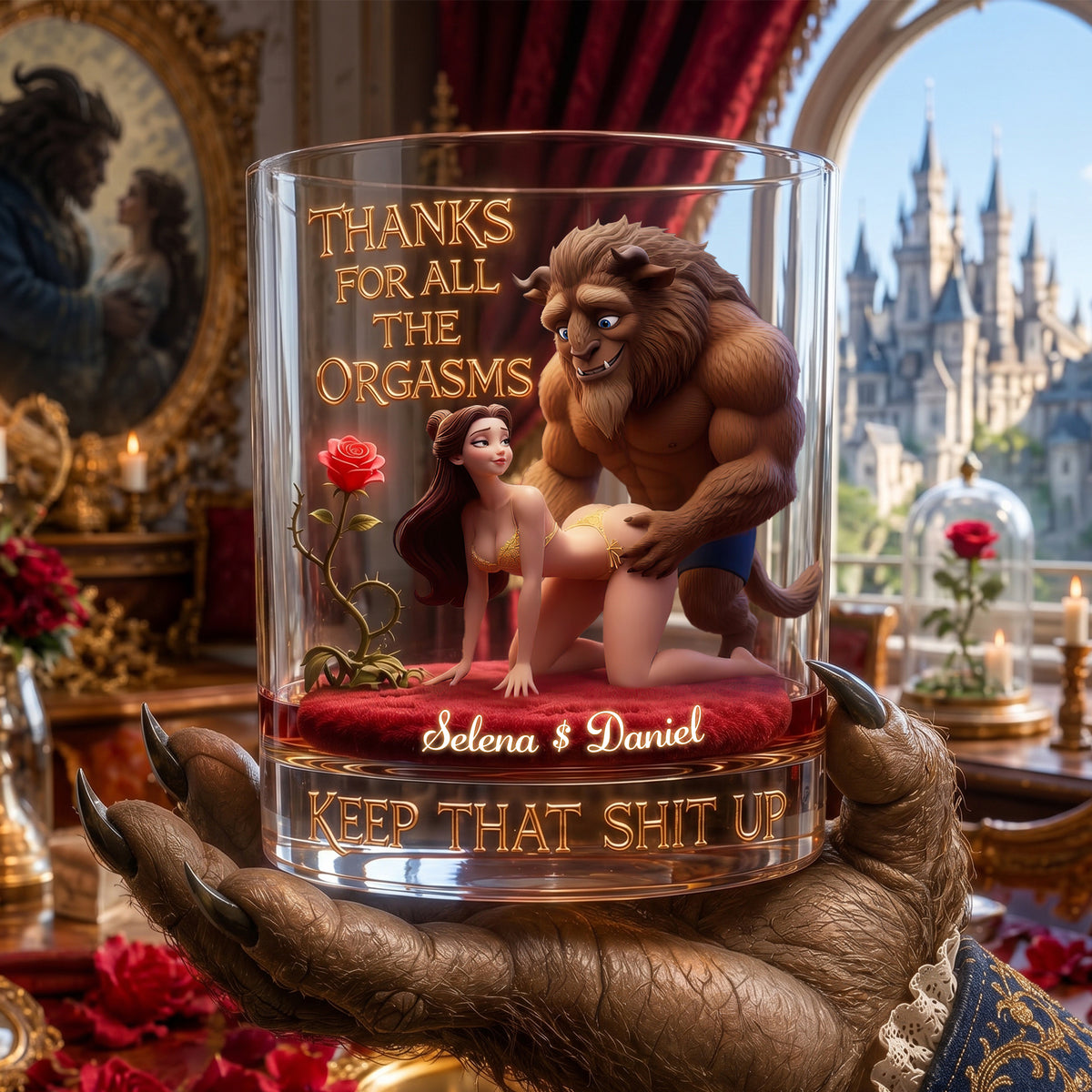 Naughty Fairytale Couple Round Glass - Personalized Gifts For Couples 01HULU270526-Homacus
