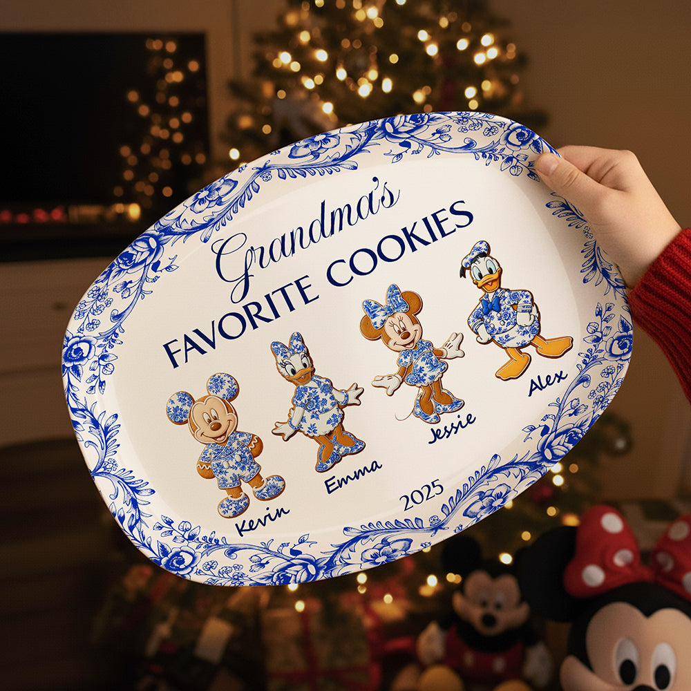 Grandma's Cookies - Personalized Christmas Gifts - Toile De Jouy Blue Floral Plate-Homacus