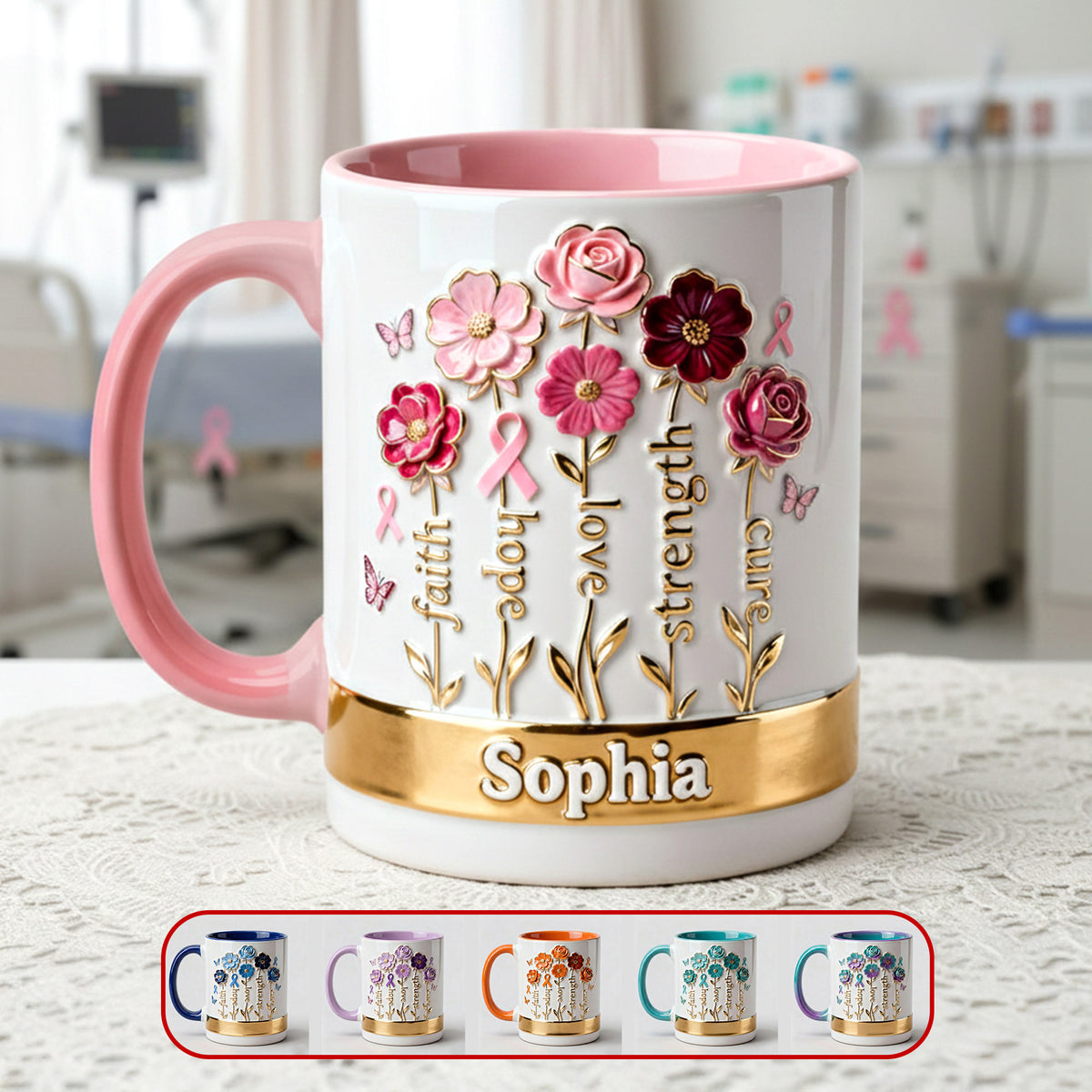 Cancer Awareness Flowers Accent Mug, Personalized Gifts For Cancer & Disease Warrior 03qhmg241225-Homacus