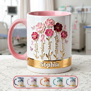 Cancer Awareness Flowers Accent Mug, Personalized Gifts For Cancer & Disease Warrior 03qhmg241225-Homacus