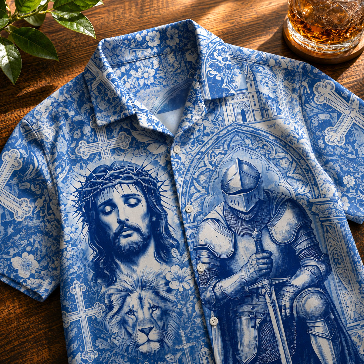 Kneeling Knight Toile de Jouy Hawaiian Shirt - Personalized Gifts For Christian Hawaiian Shirt 01HUDH170626-Homacus