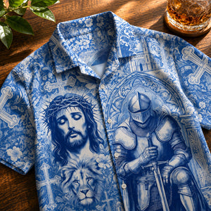 Kneeling Knight Toile de Jouy Hawaiian Shirt - Personalized Gifts For Christian Hawaiian Shirt 01HUDH170626-Homacus