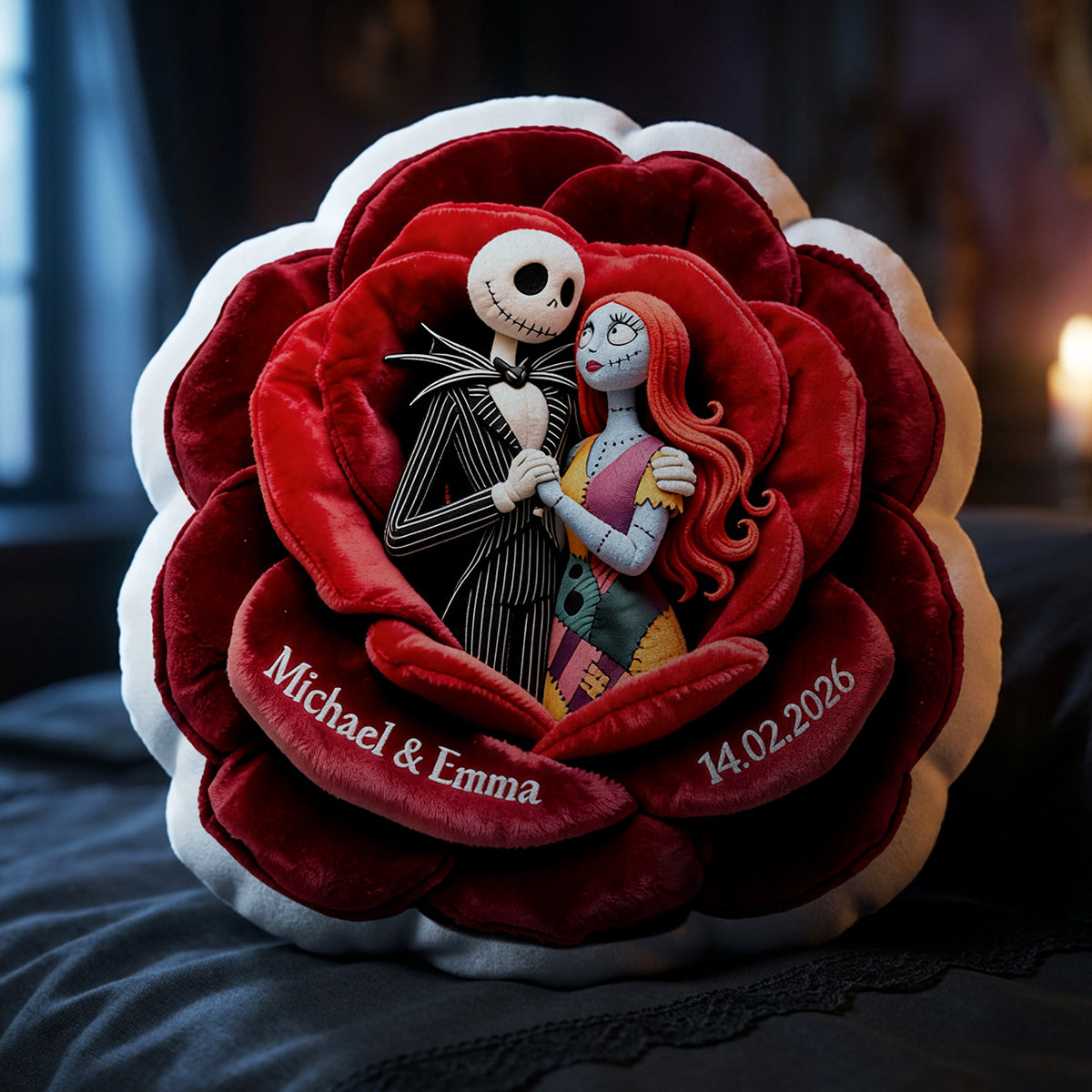Dark Love In Bloom Pillow - Personalized Gift For Couples 03TTTA201026-Homacus