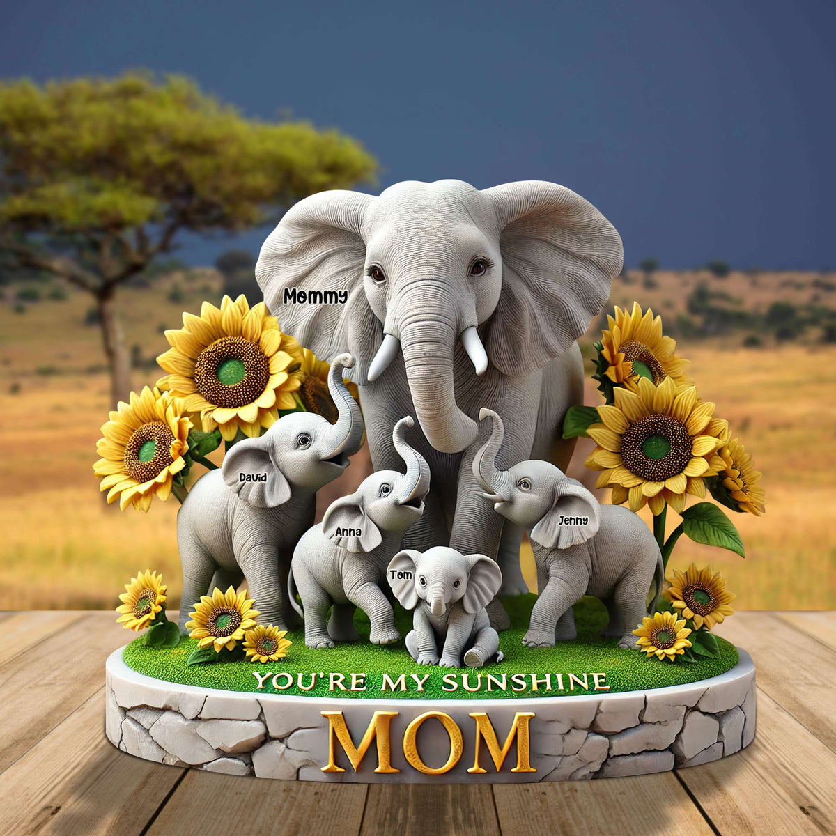 Elephant Mom Plaque - Personalized Gift For Mom 01HUTN190425-Homacus