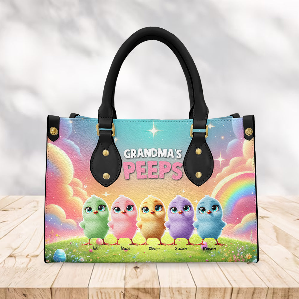Personalized Gifts For Grandma Leather Bag, Easter Day Chick Peeps 012TGMH180325-Homacus