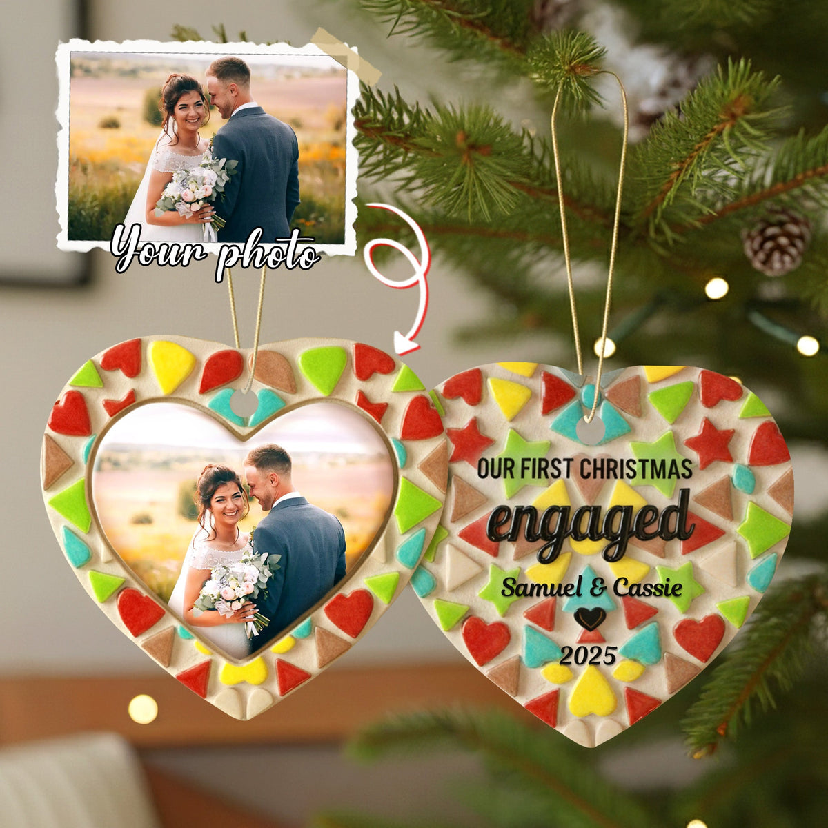 First Christmas Engaged Ornament, Personalized Gifts For Couple 01qhmg030925-Homacus