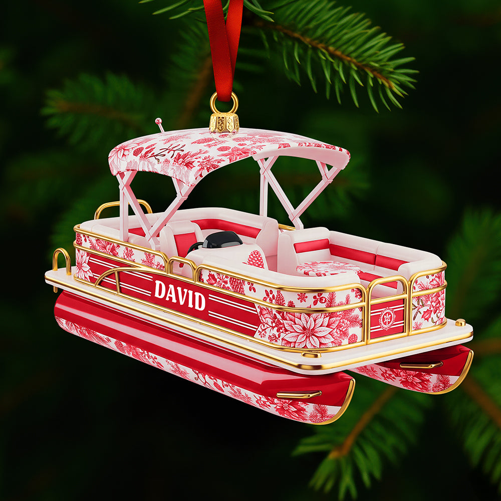 Toile de Jouy Christmas Ornament - Personalized Gifts For Pontoon Lovers 01pgqn071025-Homacus