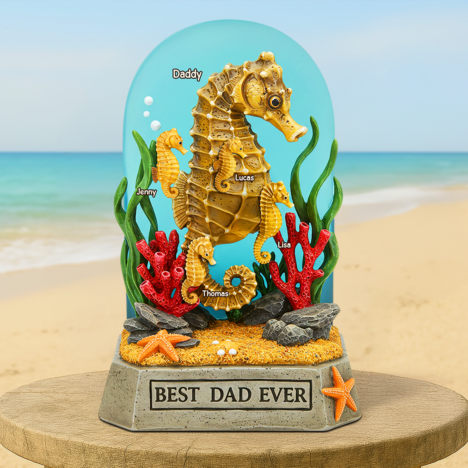 Seahorse Dad Plaque - Personalized Gifts For Dad 02qhpu100525-Homacus