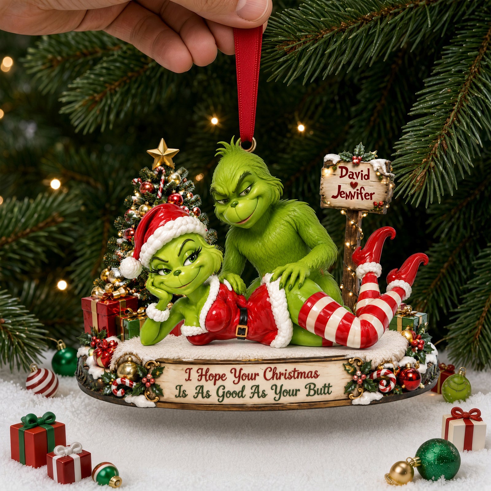 Cheeky Christmas Couple Ornament - Personalized Funny Gifts For Couple 05nalu150926-Homacus