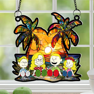 Personalized Gifts For Family Window Hanging Suncatcher Ornament Happy Family On The Beach 04KALU090125PA-Homacus