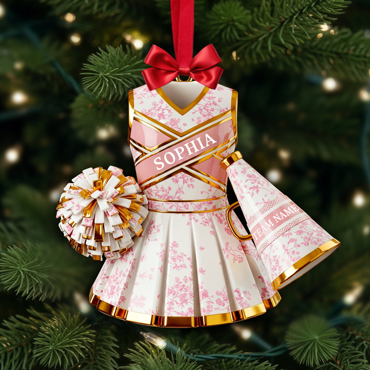 Cheerleading Toile de Jouy Ornament Personalized Gifts For Cheerleader Christmas Ornament 05PGLU281025-Homacus