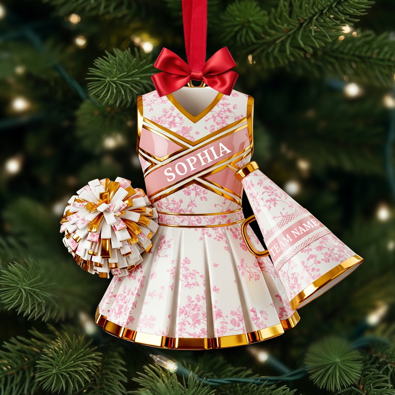 Cheerleading Toile de Jouy Ornament Personalized Gifts For Cheerleader Christmas Ornament 05PGLU281025-Homacus