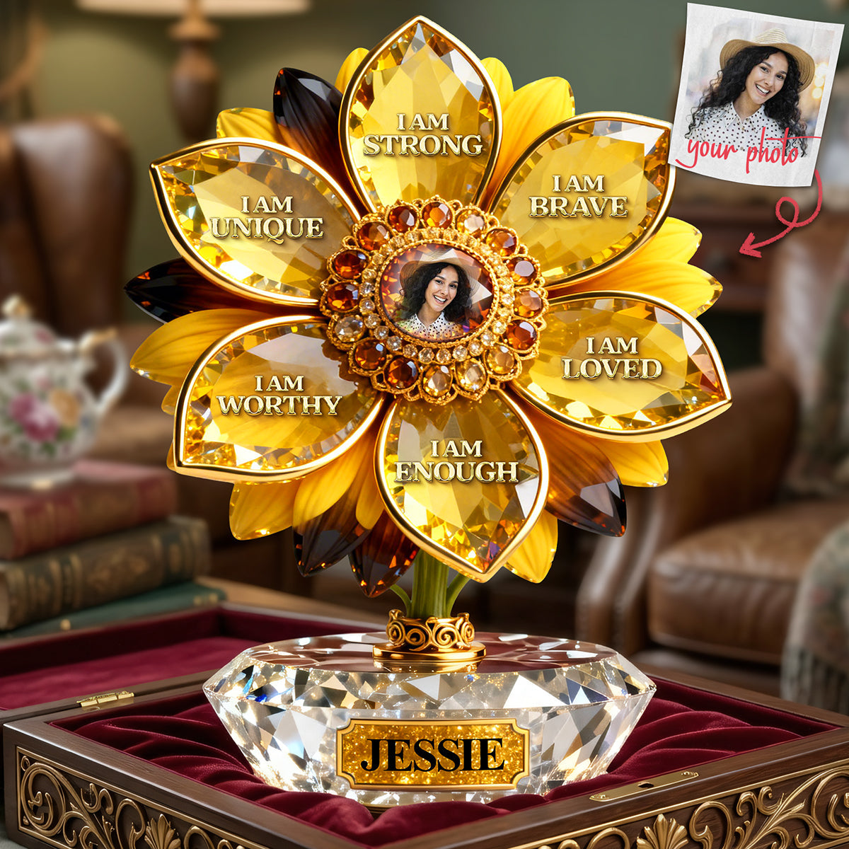 Affirmation Sunflower Acrylic Plaque - Custom Photo Gifts For Mom 04KITA250326-Homacus