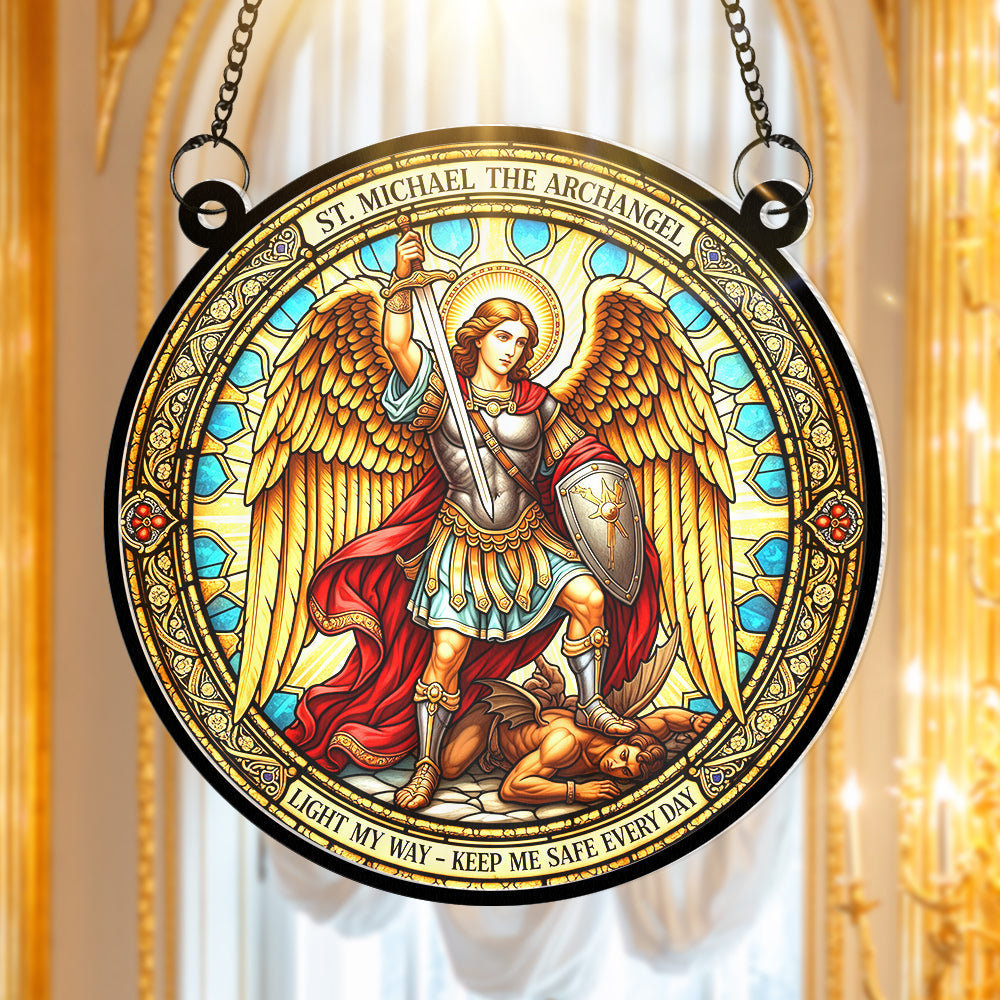 St. Michael The Archangel Suncatcher Ornament - Personalized Gifts for Catholic 02huqn290525-Homacus