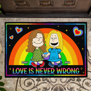 Personalized Gifts For Couple Doormat LGBT Couple with Rainbows 02dgtn220624hh-Homacus