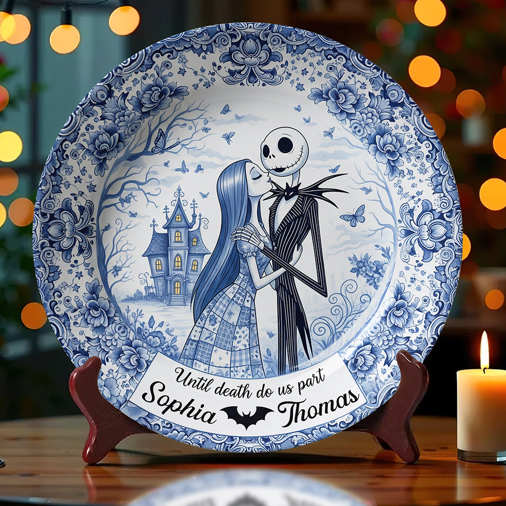 Spooky Couple Ceramic Round Plate - Personalized Gifts For Couple 05ohqn160725-Homacus