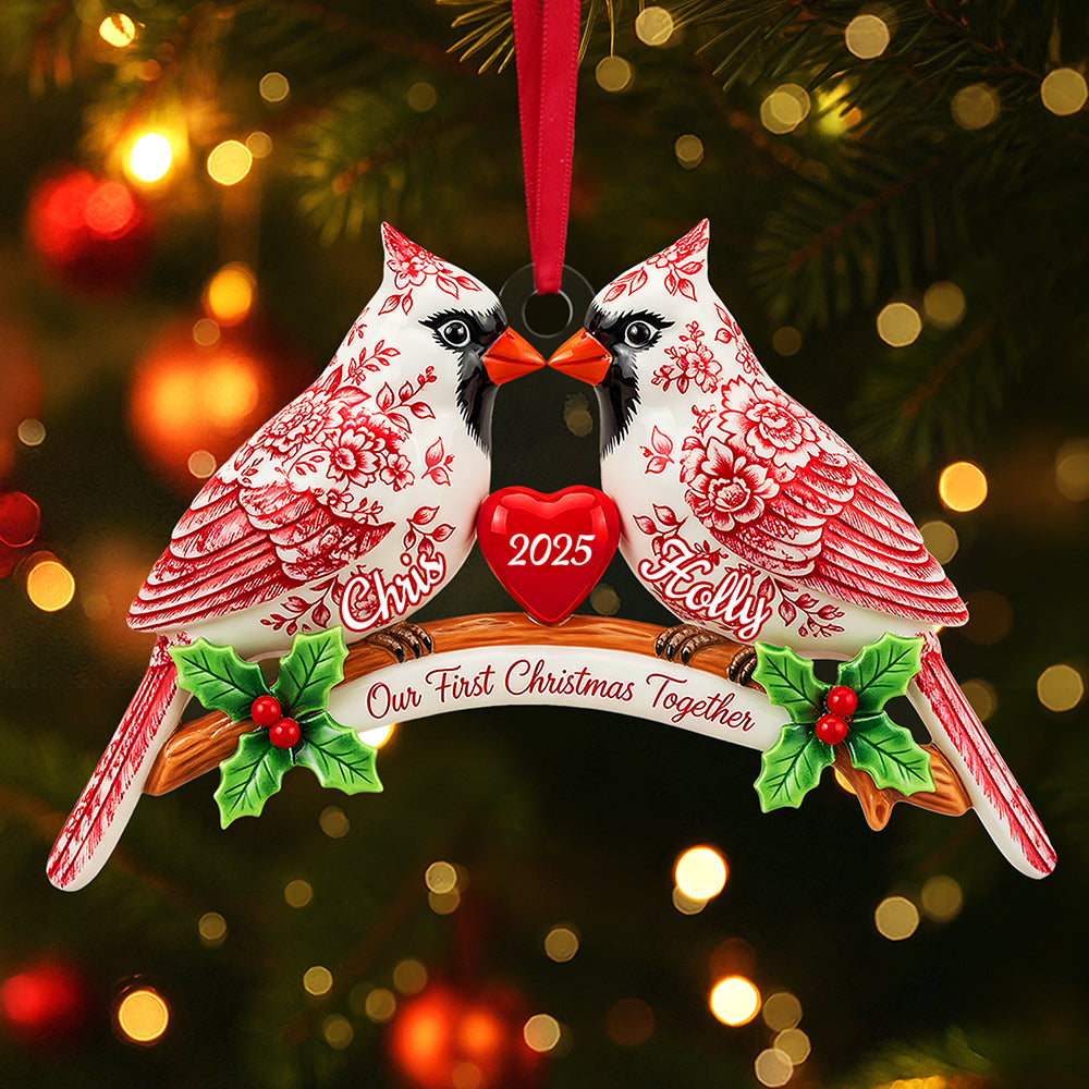 Couple Cardinal Toile de Jouy Ornament - Personalized Gifts For Couple 02pgta060925-Homacus