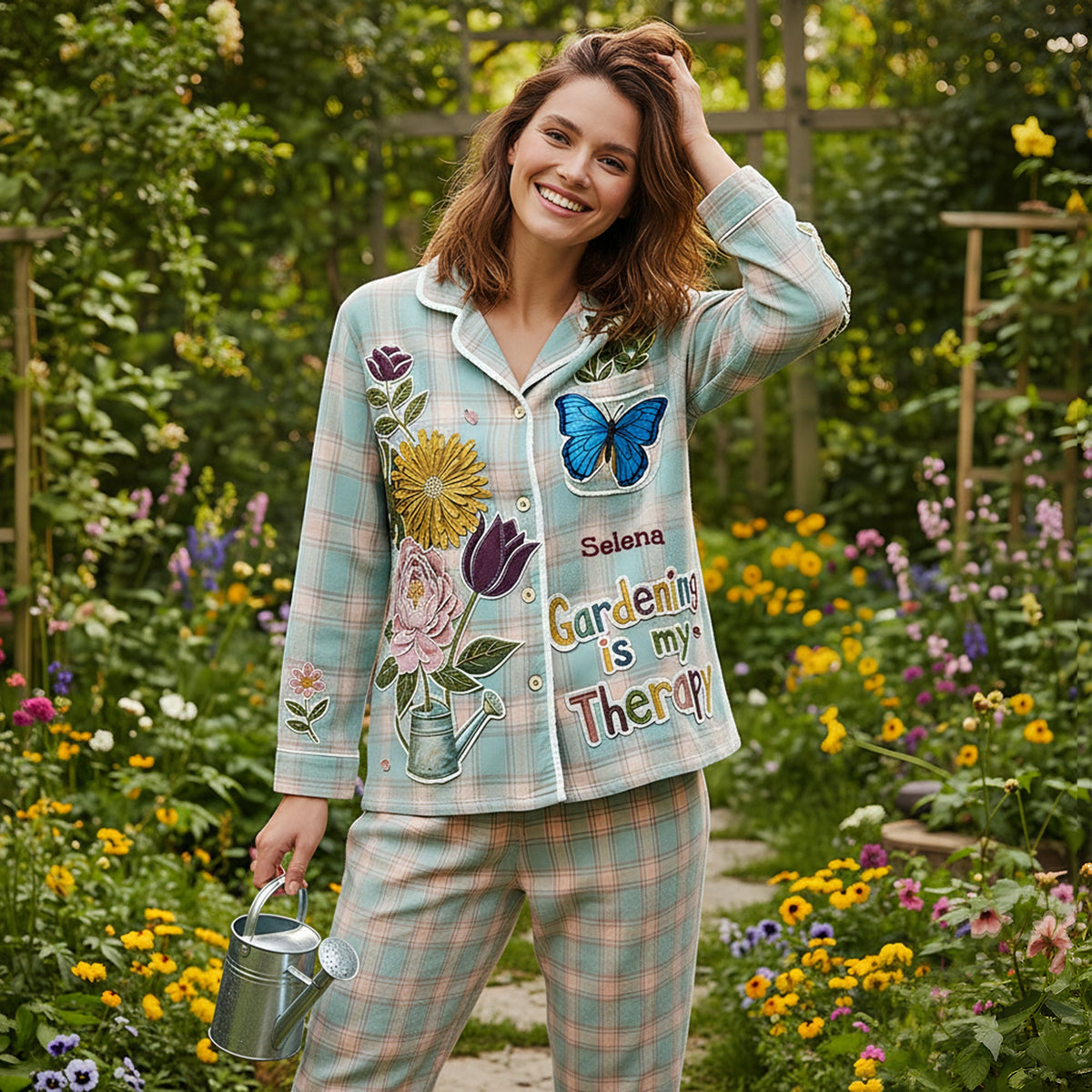 Floral Garden Therapy Pajama Set - Personalized Gift For Gardeners 06PALU251125
