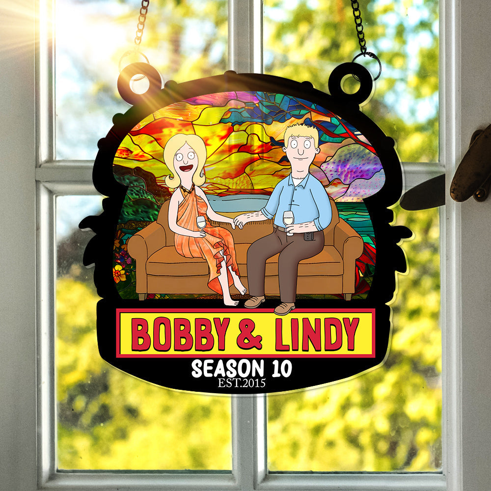 You And Me, Seasons Series - Personalized Christmas Suncatcher Ornament - Burger Couple Ornament-Homacus