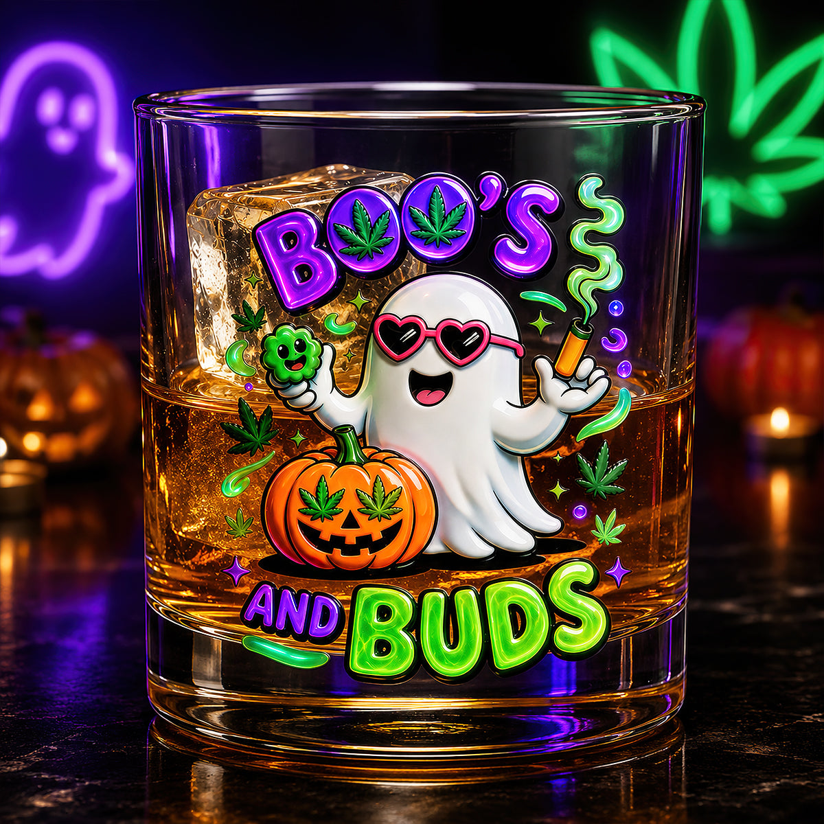 Stoner Boo Round Glass - Personalized Halloween Gifts 04TODT170826-Homacus