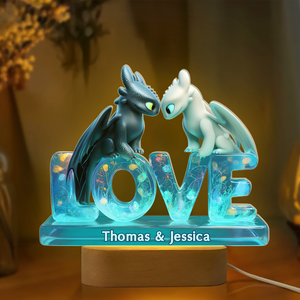 Dragon Couple Led light With Oval Base - Personalized Gifts For Couple 02TGPU080525