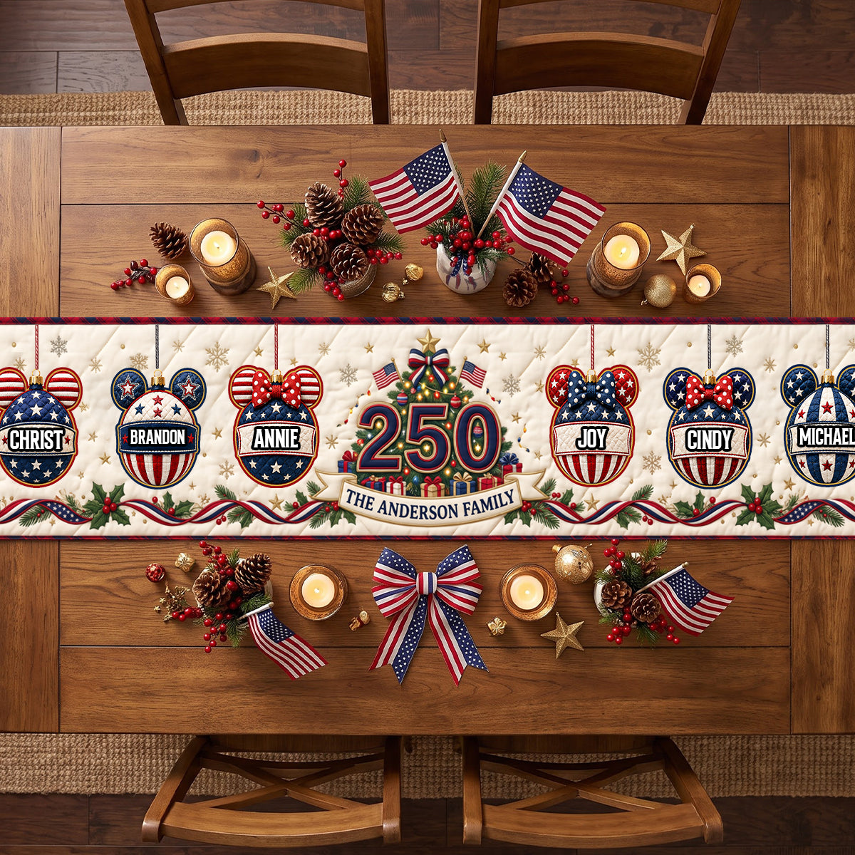 Christmas Family Bubble Quilted Table Runner - Personalized Gifts For Family 05nadh260826