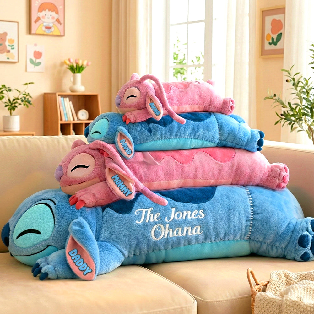 Cute Lazy Family Shaped Pillow, Personalized Gifts For Family 02qhtn151225-Homacus