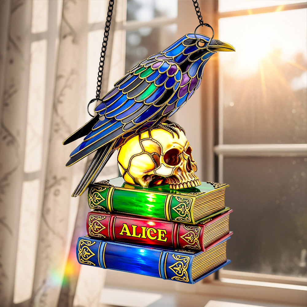 Raven & Skull Suncatcher Ornament Personalized Gifts For Book Lovers 01NADT140825-Homacus