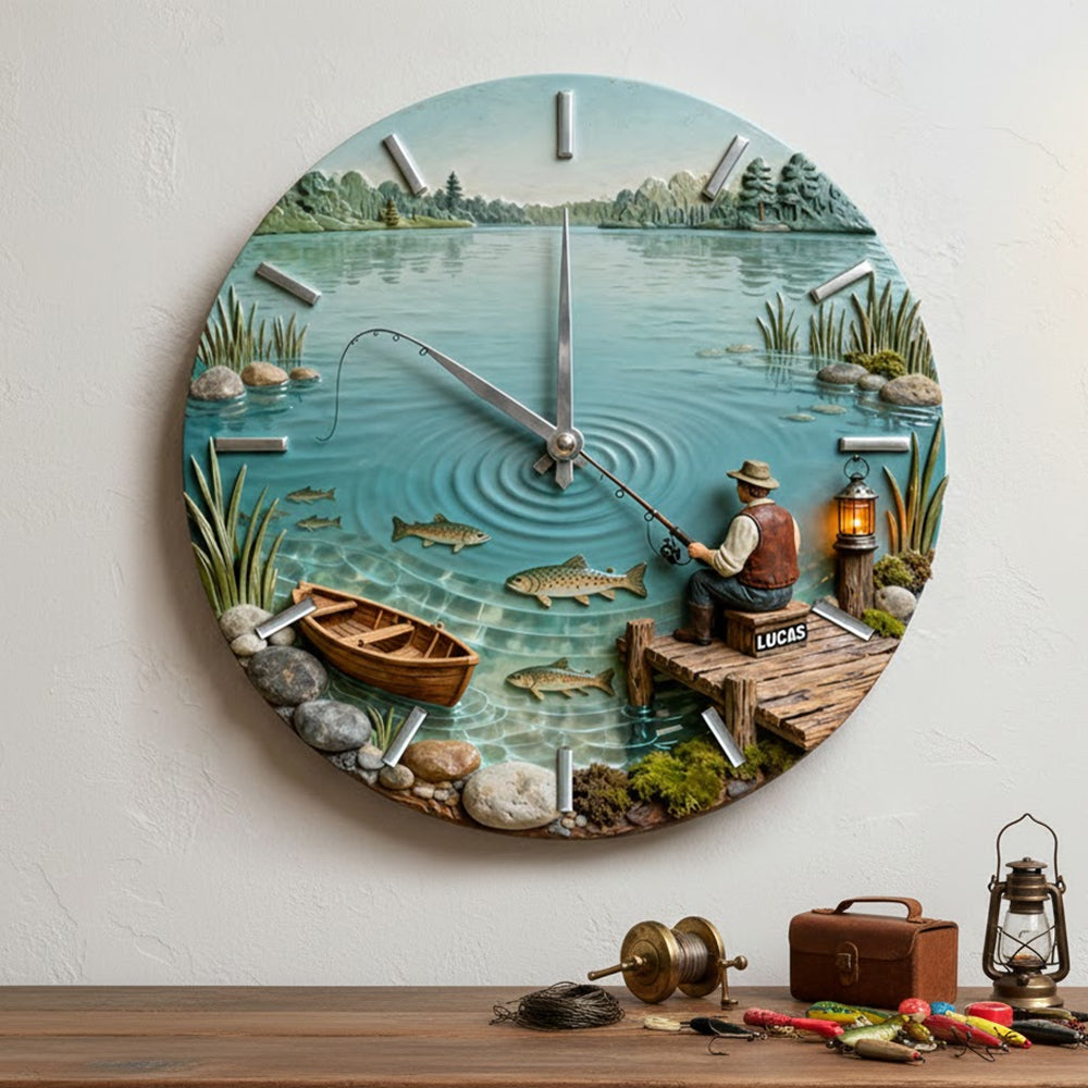 Personalized Gifts For Fishing Lovers Acrylic Hanging Wall Clock 06totn261225-Homacus