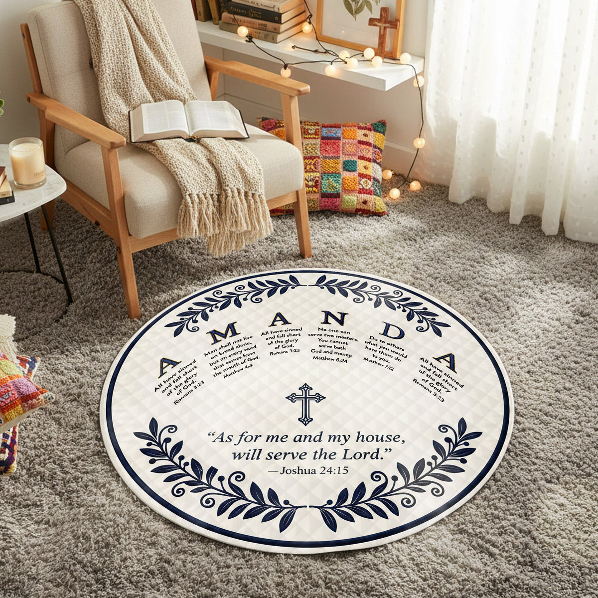 Personalized Chrismas Gifts For Christian Family Quilted Round Mat 01humg211025-Homacus