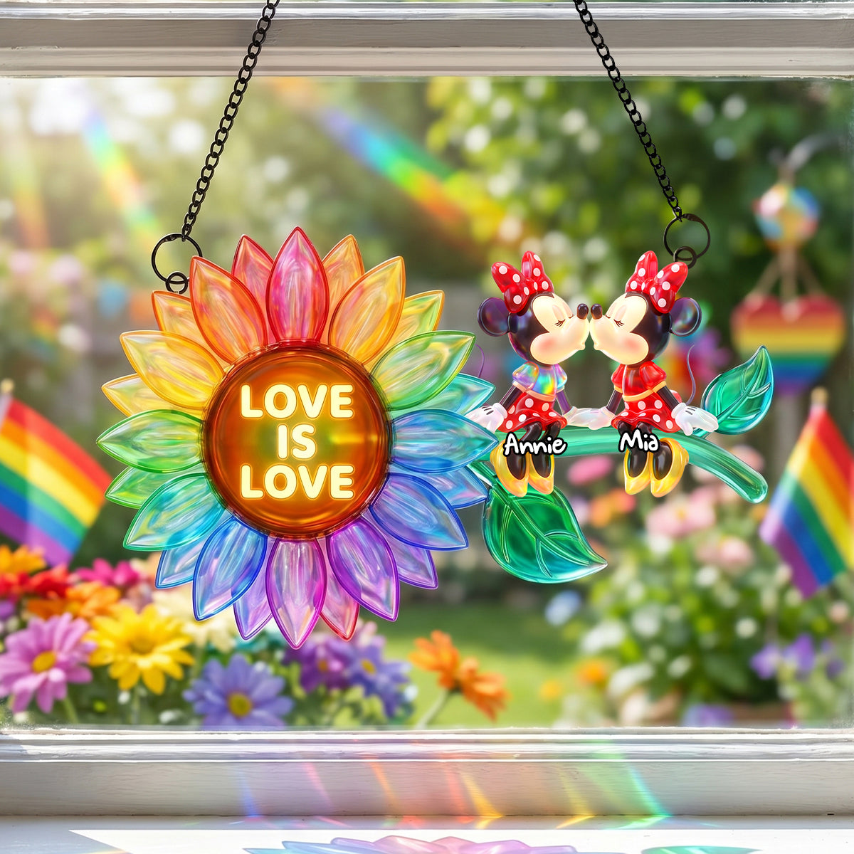 Love Is Love Suncatcher Ornament - Personalized Gifts For Couple 02NADH100626-Homacus