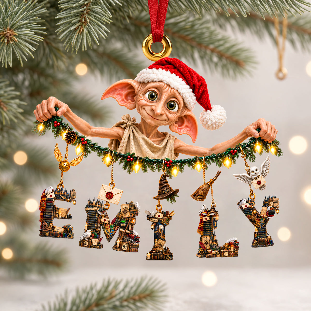 Mystery Elf Library Alphabet Custom Name Ornament - Personalized Christmas Gift 01ohdh250926