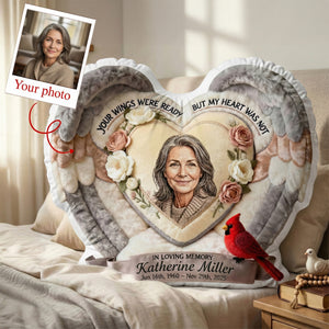 Custom Photo Heaven In Heart Shaped Pillow, Personalized Keepsake To Remember Loved One 02qhmg191225-Homacus