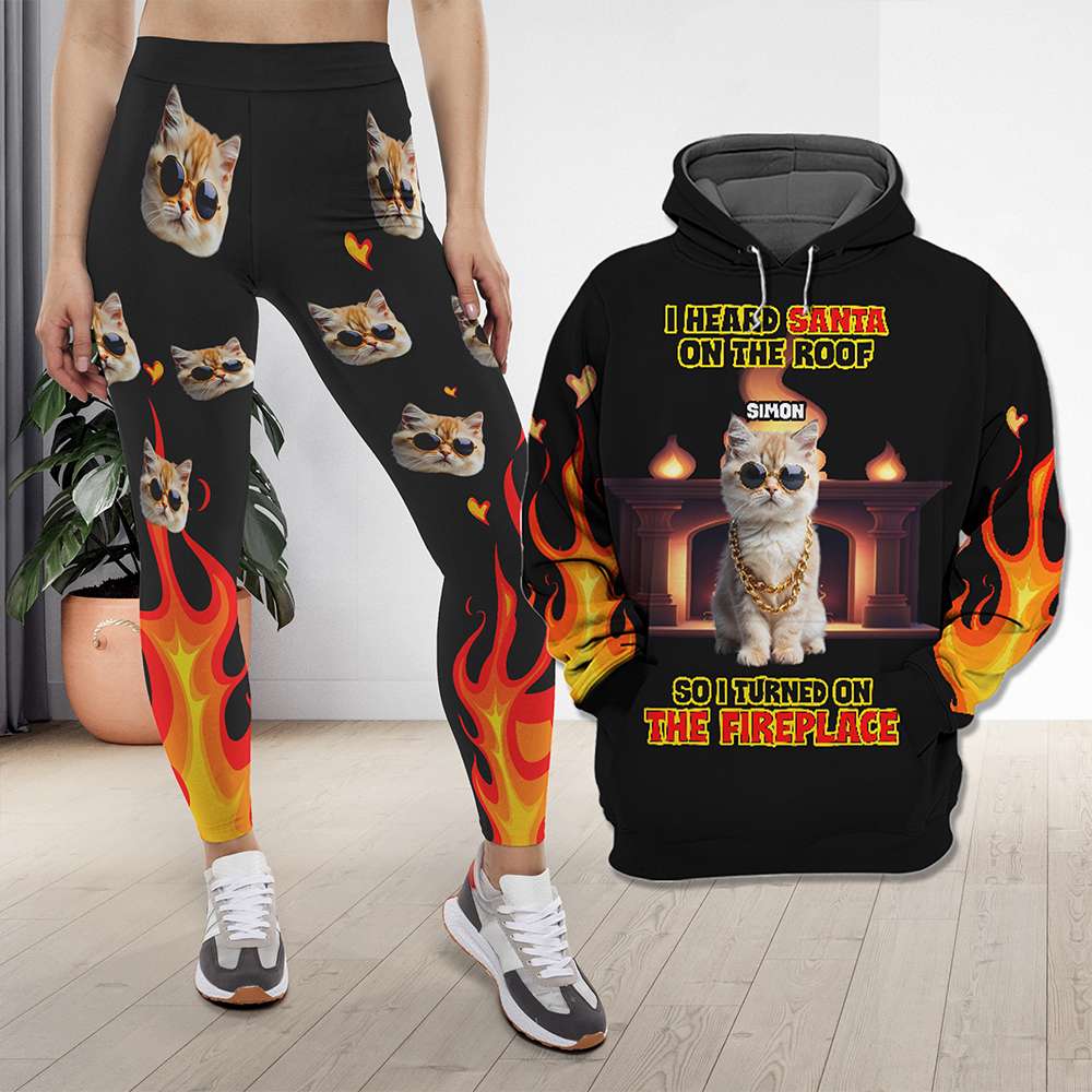 Personalized Custom Photo Gifts For Pet Lovers Combo 3d Shirt & Legging, Fireplace 04TGLU281024-Homacus