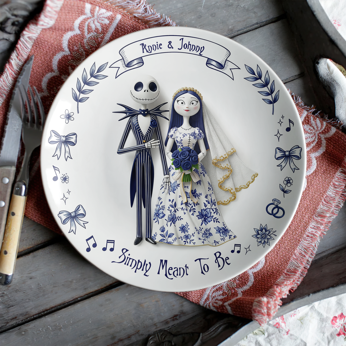 Simply Meant To Be Round Plate - Personalized Christmas Gift For Couple 04PGLU041025-Homacus