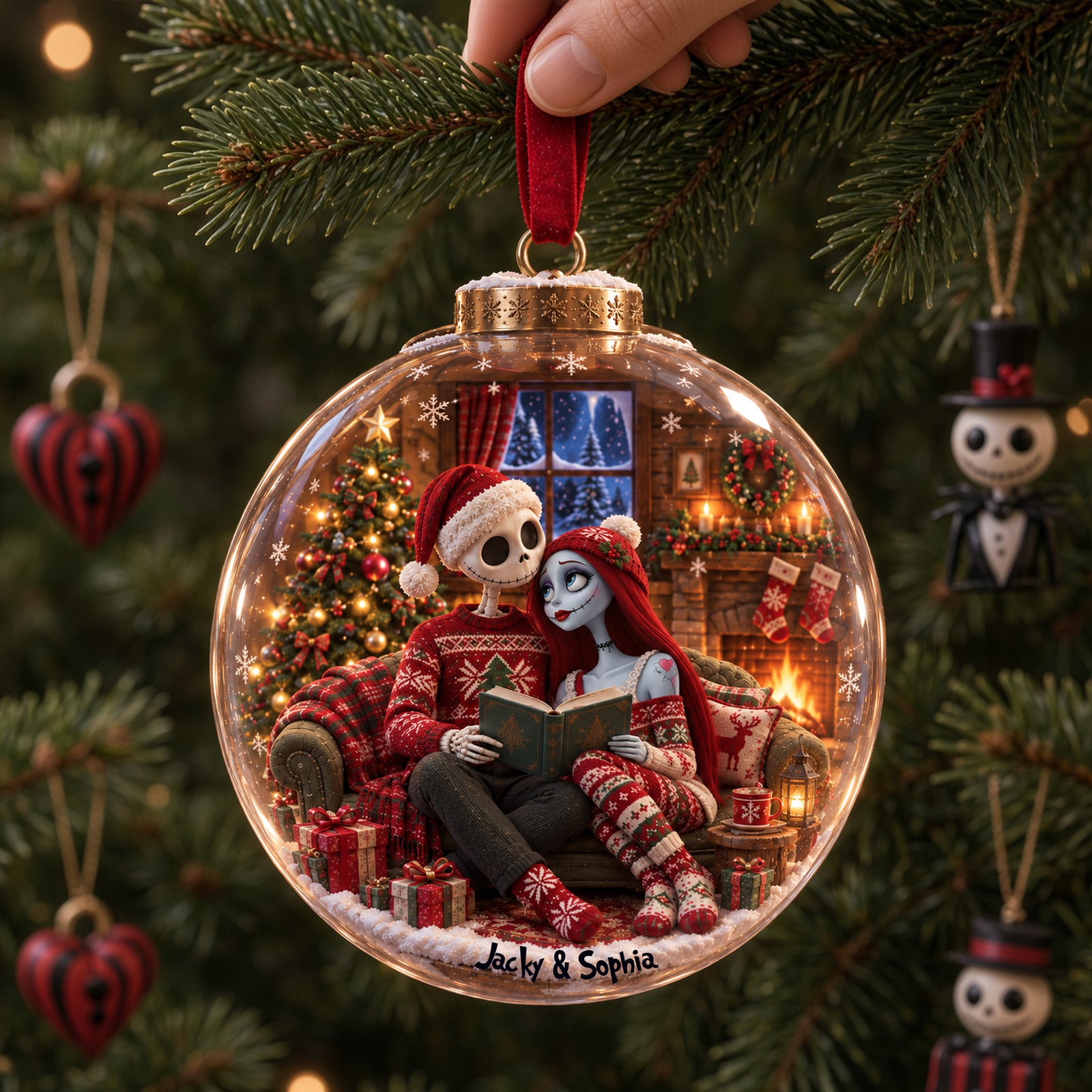 Cozy Spooky Couple Christmas Ornament - Personalized Gifts For Couple 09ttlu061026-Homacus