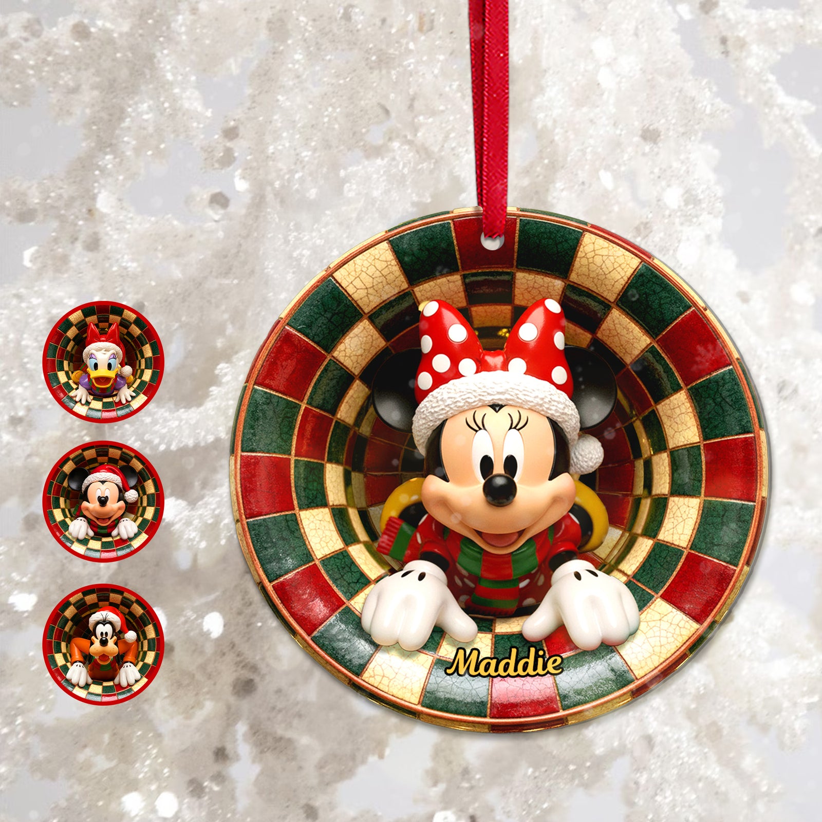 Cute Round Ceramic Ornament - Personalized Gift For Christmas Ornament 04PGMG021025-Homacus
