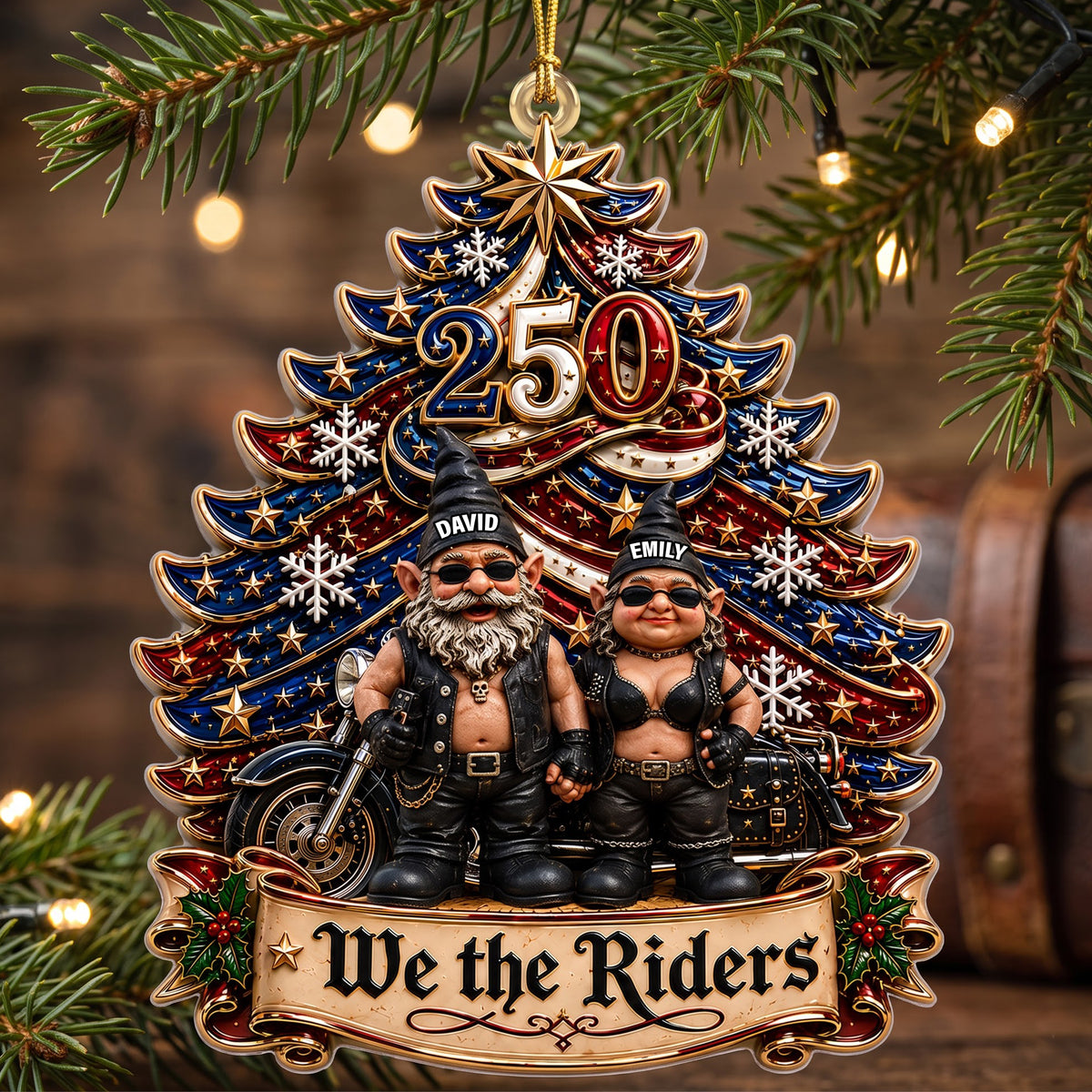 Biker Motorcycle Gnome Couple - Personalized Gifts For Couple Christmas Ornament 04naqn240826
