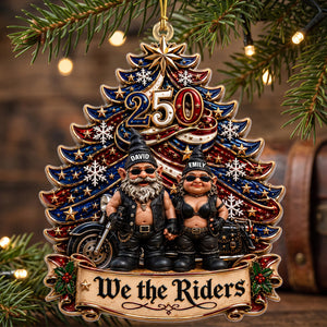 Biker Motorcycle Gnome Couple - Personalized Gifts For Couple Christmas Ornament 04naqn240826