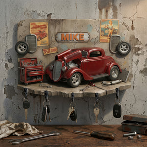 Vintage Car Garage Key Hanger - Personalized Gifts For Car Lovers 01KIQN130126-Homacus
