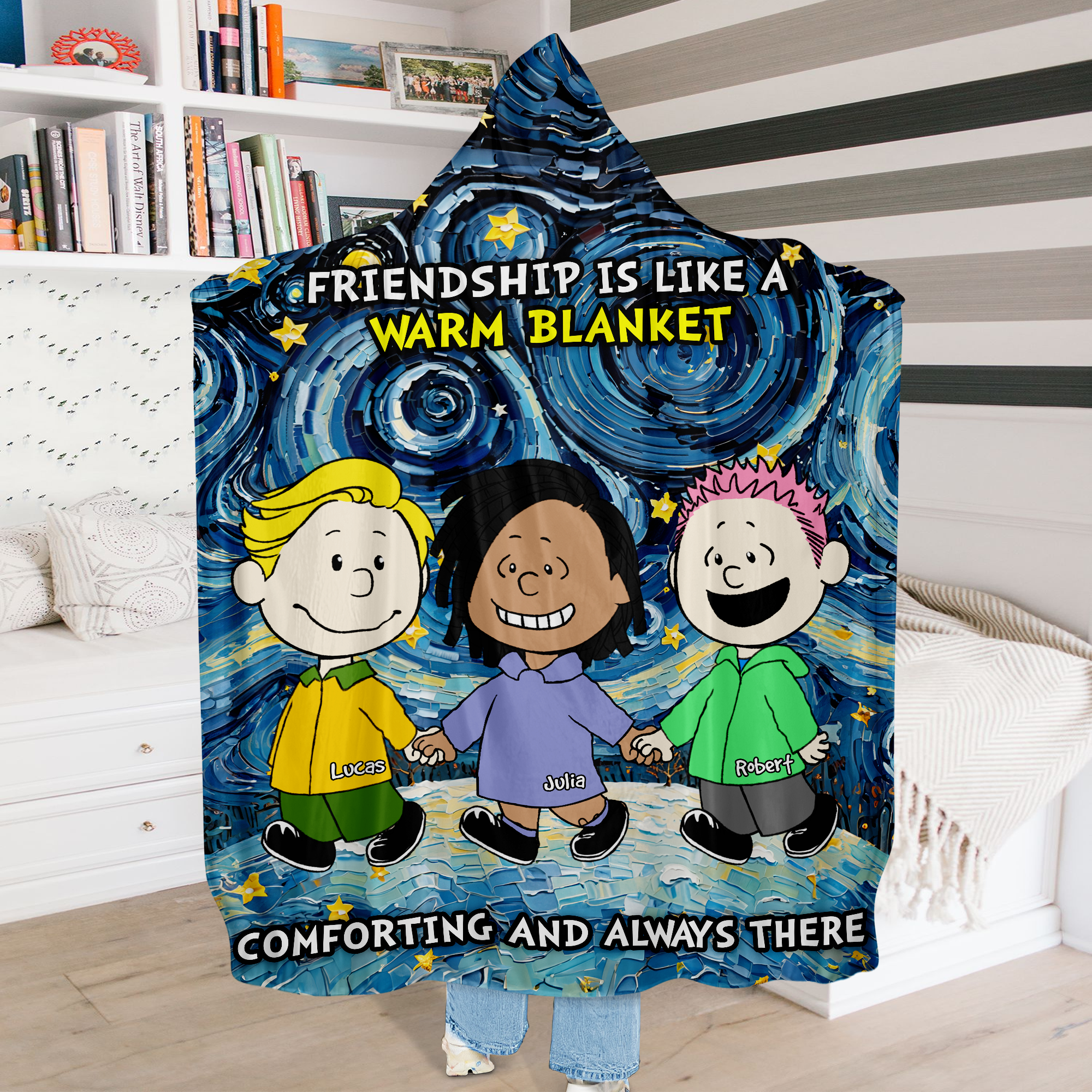 Personalized Gifts For Friends Blanket Hoodie, Cartoon Character 02tgpu021224da-Homacus