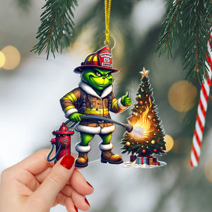 Firefighter Christmas Ornaments - Green Monster - Personalized Gifts For Firefighter-Homacus